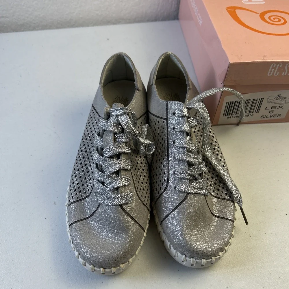 GC‎ Shoes Lex Shiny Silver Size 6  Sneaker Athletic Shoe